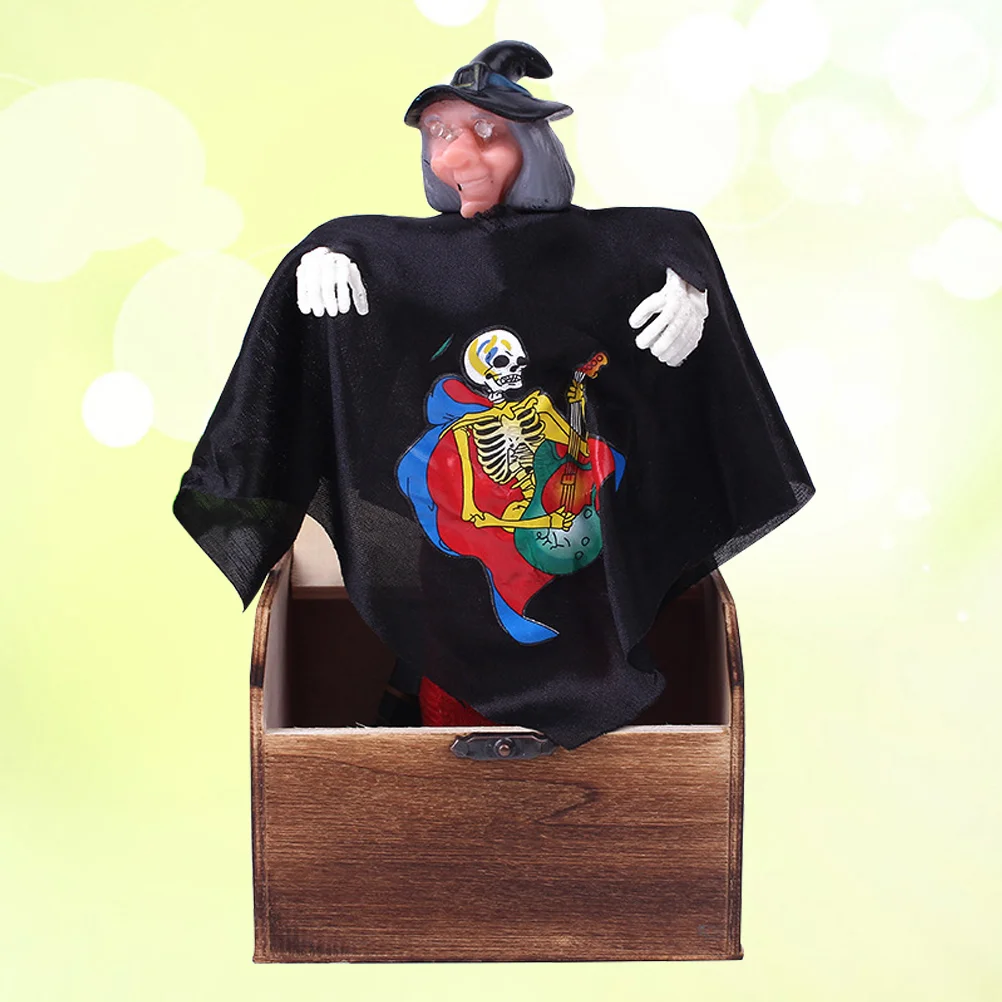 Halloween Wooden Box Horror Trick Prank Electric Voice Activated Toy (Witch) scary box Halloween wooden box