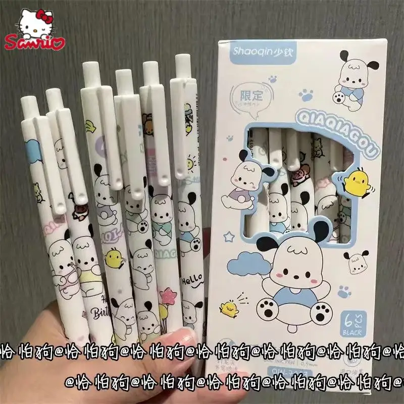 

Мультяшная ручка для письма Sanrio, Милая Черная ручка с кисточкой в коробке, карбоновая ручка, нейтральная ручка, Детские Канцелярские Принадлежности для обучения, подарки