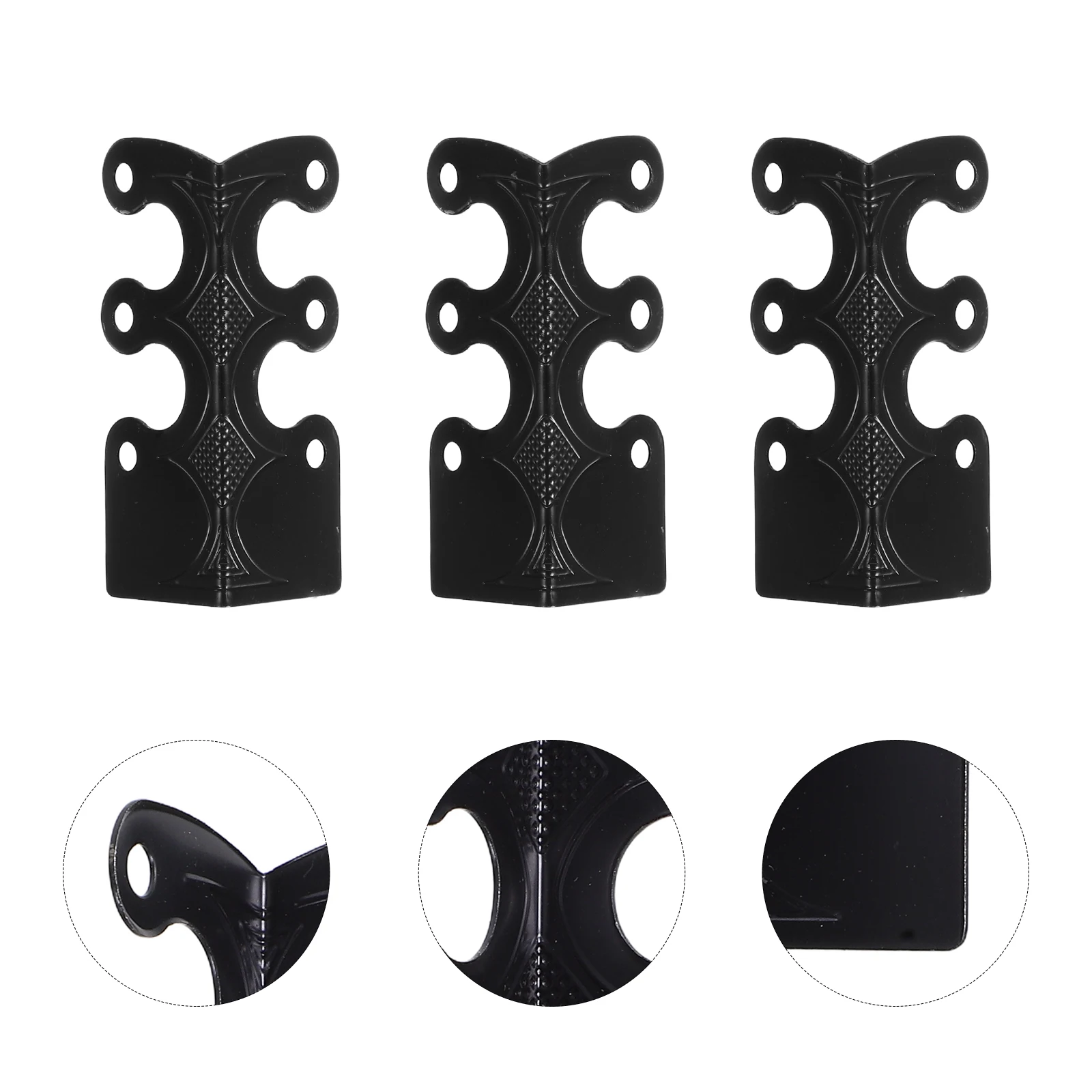 

6 PCS Corner Protectors Baseboard Table Bracket Brackets for Legs Furniture Guards Bumpers Style Metal Black Decorative