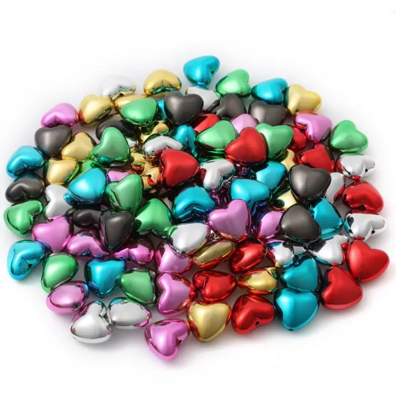 10Pcs Plastic CCB Spacer Loose Beads 18x20mm Colorful Heart Jewelry Beads For DIY Handmade Necklace Bracelets Jewelry Making
