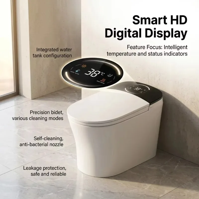 Modern White Smart Toilet with Sleek Curves and Integrated Bidet Seat