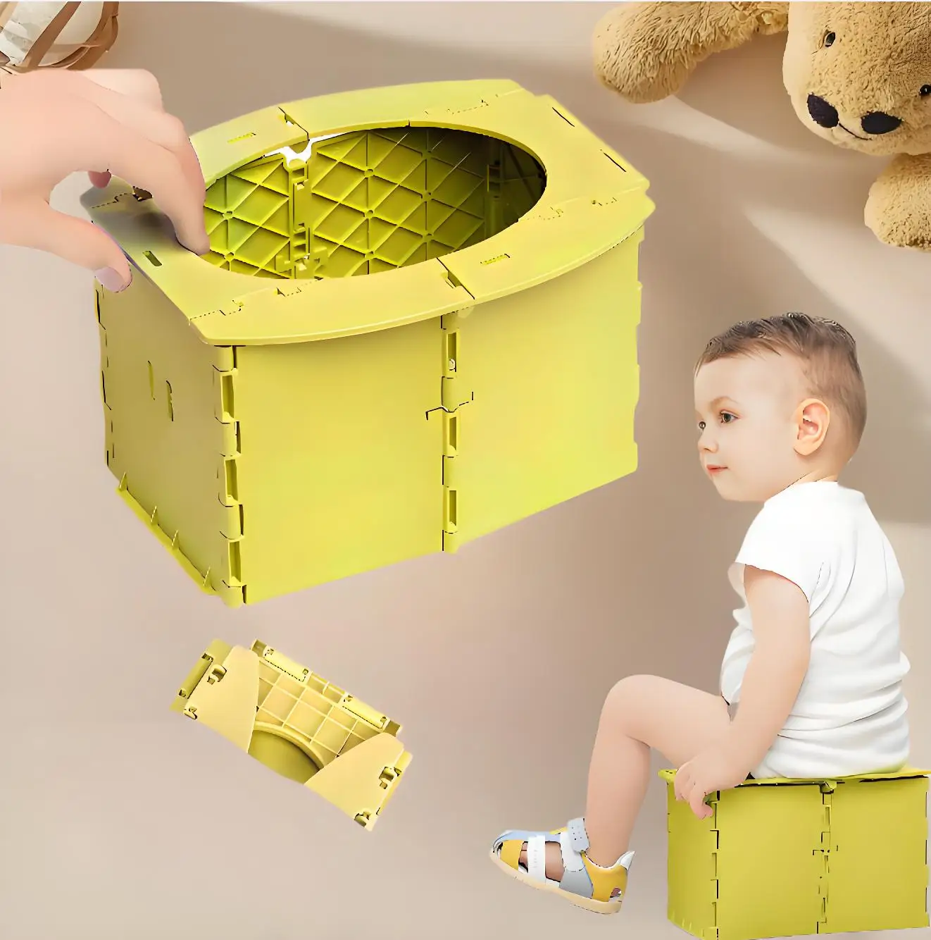

Foldable Travel Potty for Toddlers, Portable Toilet Seat with Disposable Bags - Outdoor Camping & Emergency Toilet Solution