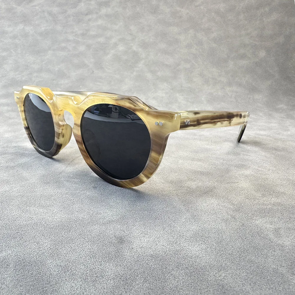 

Мужские солнцезащитные очки, женские уникальные винтажные ретро очки большого размера, поляризационные мужские солнцезащитные очки ручной работы с медовым черным рогом, модные очки, очки