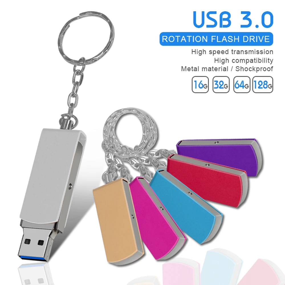 USB 3.0 معدن محرك فلاش usb بندريف 8GB 16GB 32GB 64GB 128GB مفتاح محرك قلم يو إس بي فلاش usb 3.0 القرص تخصيص الشعار