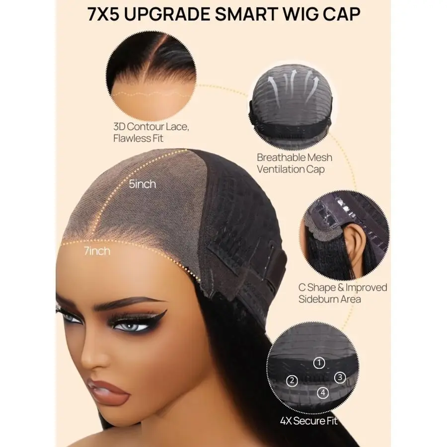 Wig Bob Rambut Asli Yaki Lurus 12 Inch, Model Drawstring, Tanpa Lem, Siap Pakai, 7x5 Bye Bye Knots, Pre Plucked, PreCut Lace Closure