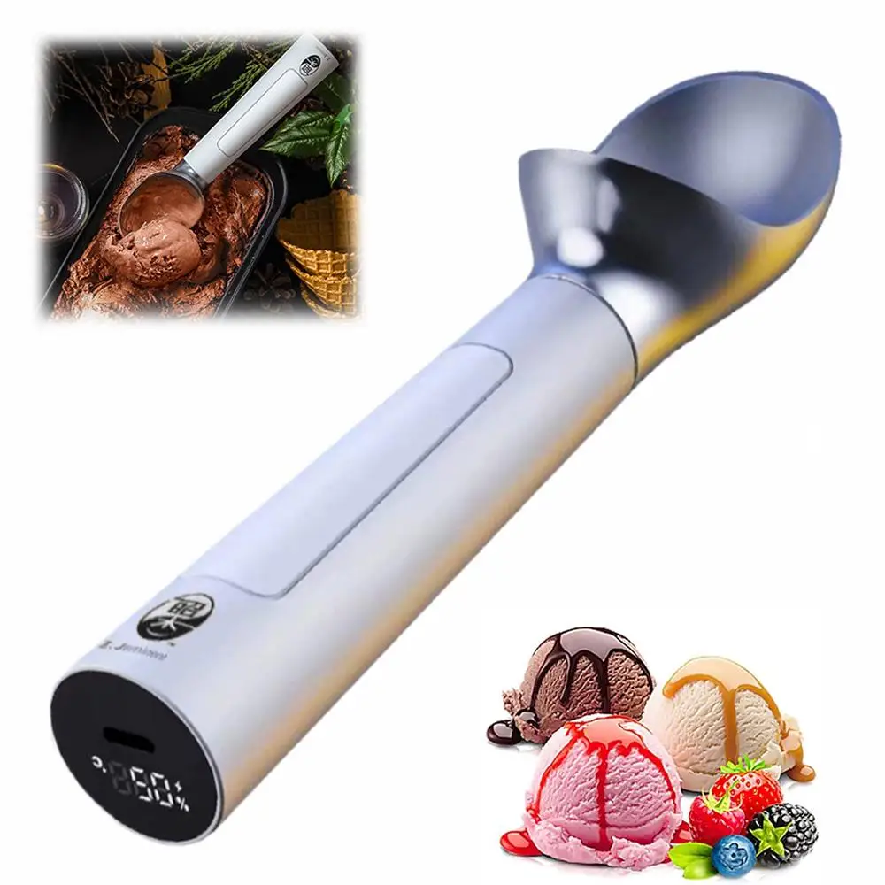 

Electric Ice Cream Scoop Heated Spoon Rechargeable With LED Display Easy Scooping Perfect Gift For Ice Cream Lovers Kitchen W8O9