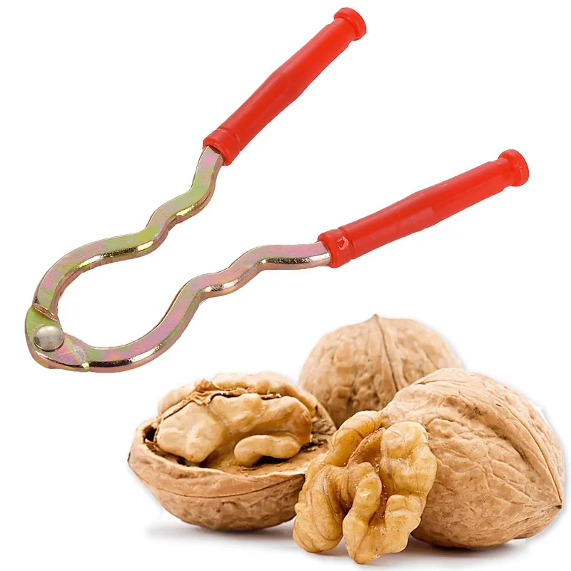 

Stainless Steel Red Handle Walnut Clip Non-slip Multifunctional Nut Tongs Labor-saving Multi-size Hazelnut Clip Kitchen Tools