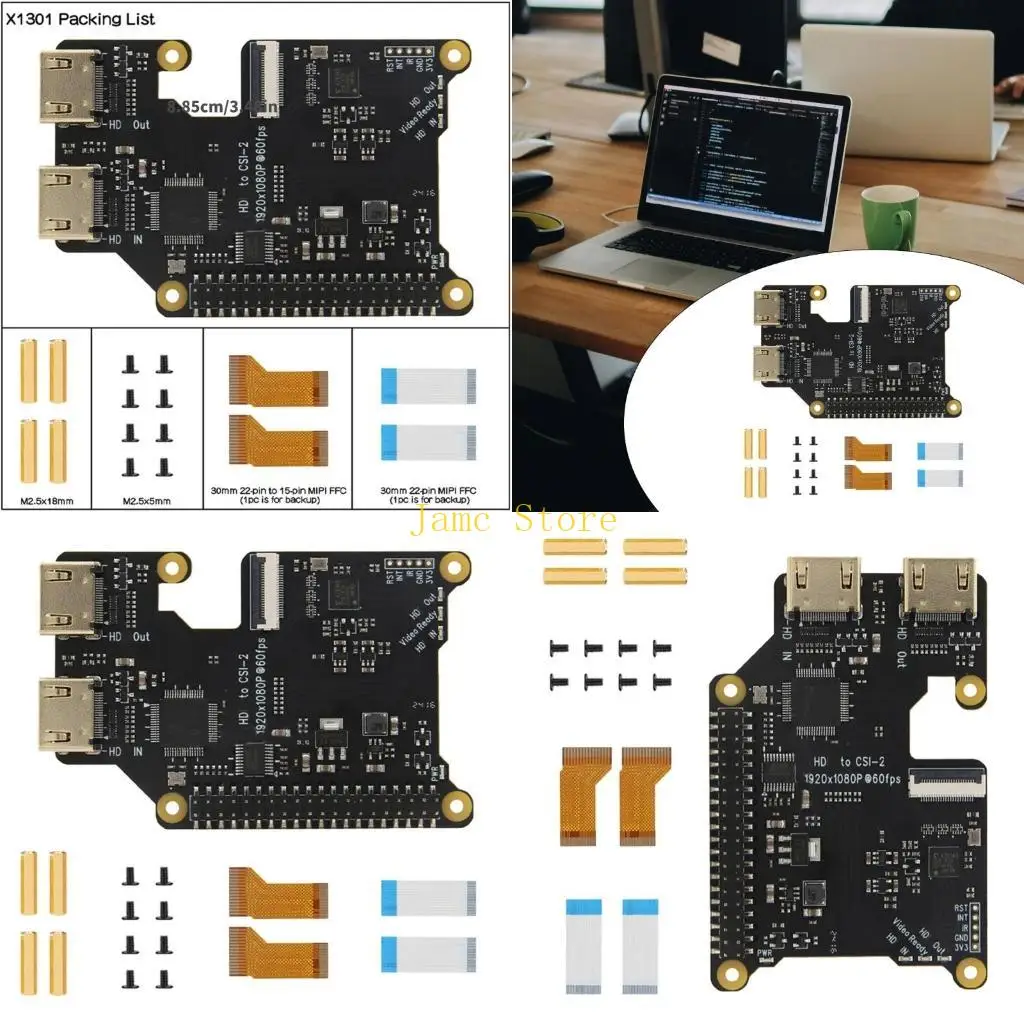

LX0B X1301 1080P to CSI2 Converter Module 1920x1080P Resolution for RPi Support Local Monitoring Through 1080P Passthrough