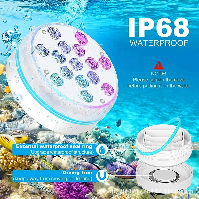 New Double-layer Waterproof RGB 13LED Swimming Pool Underwater Light Wireless Remote Control Floating Bathtub Light