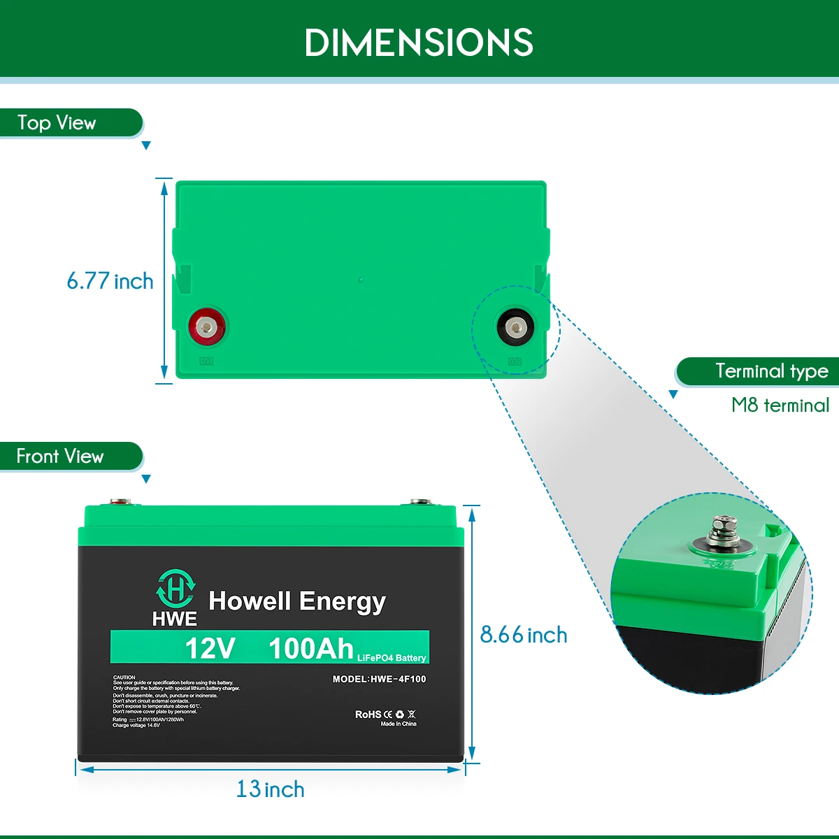 Factory Wholesale CE UN38.3 Certified On/Off-Grid Solar Energy Storage Lifepo4 Lithium Li ion 12V 100Ah Battery