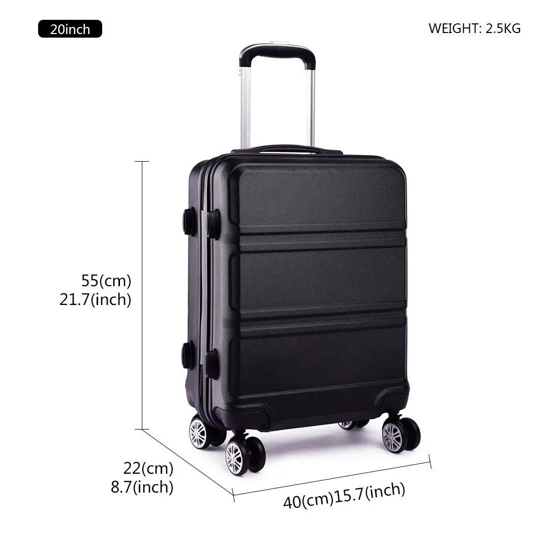 KONO 3-Piece Hard Trunk Trunk Set Lightweight ABS Twin wheels Trolleys TSA Lock suitcase Set M-L-XL