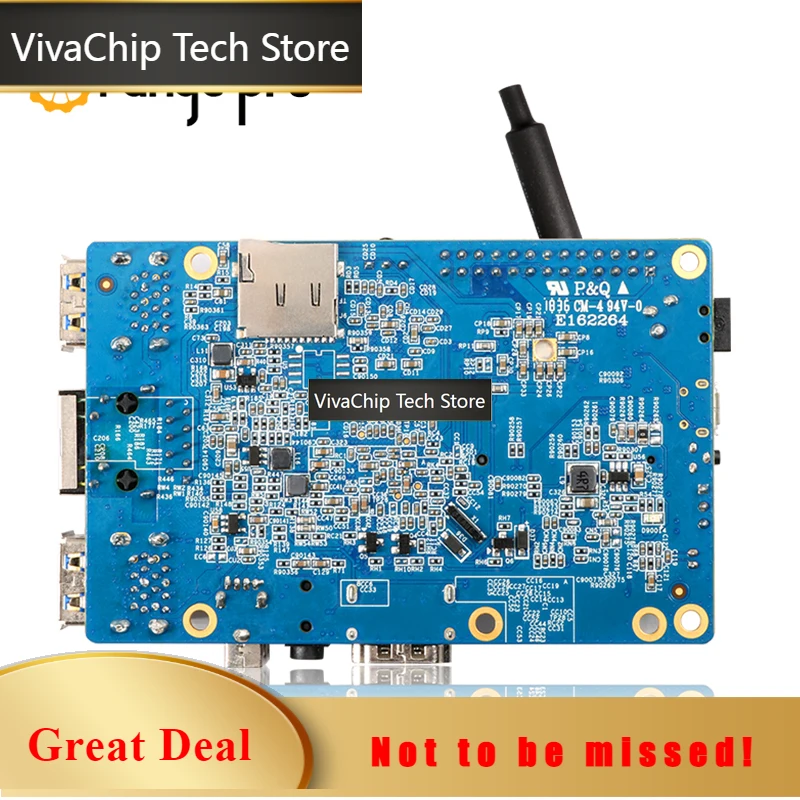 VivaChip TechOrange Pi 3 2GB RAM 8GB EMMC Flash Development Board WiFi+BT5.0 Allwinner H6 SoC Single Board Computer Gbps Etherne