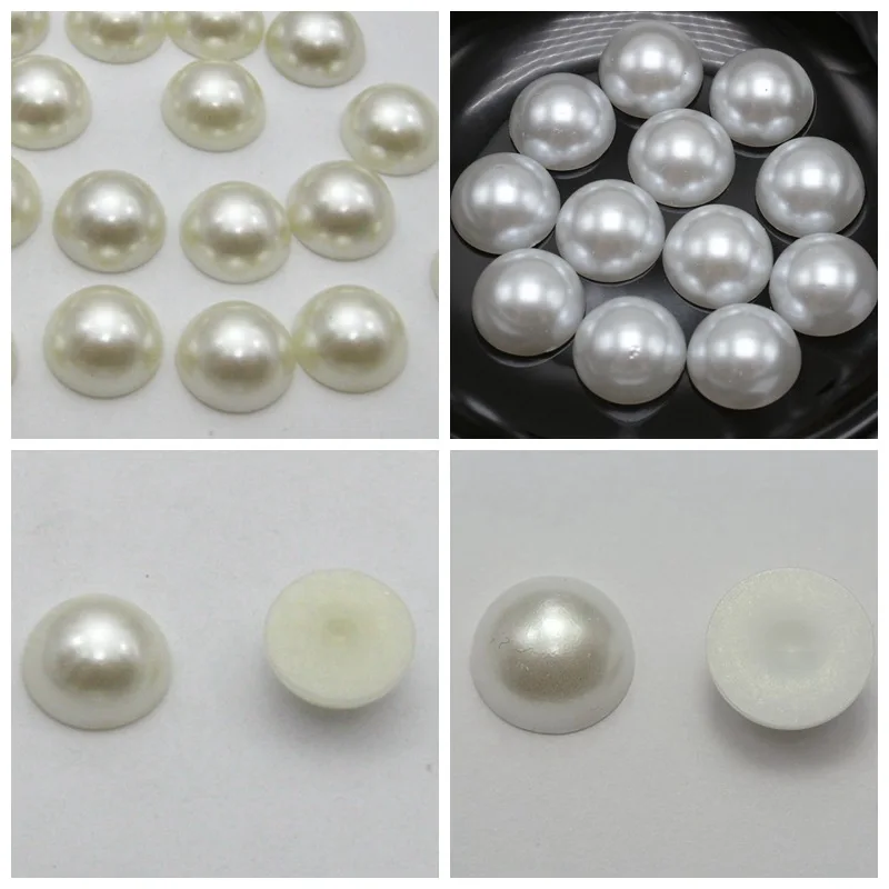 Craft DIY White/Ivory Half Pearl Bead 14mm-20mm Flat Back Semicircle Scrapbook Craft