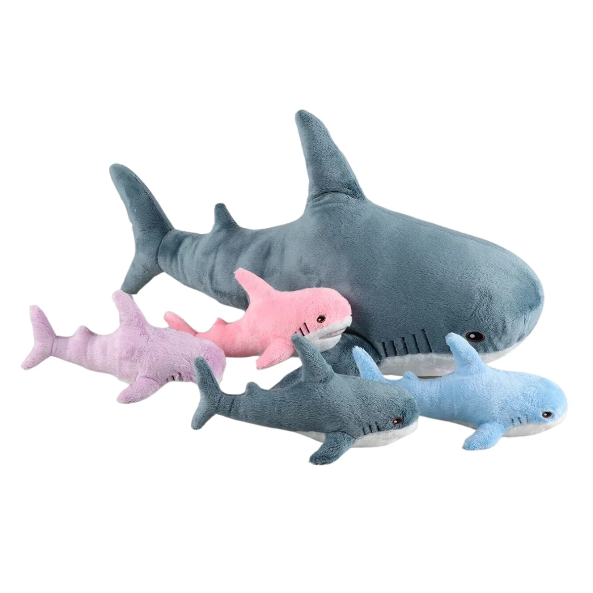 

Гигантская Акула 55 см, плюшевые животные с 4 детскими плюшевыми животными, мягкие игрушки в виде акулы, гигантские подушки, Акула для детей, подарки на день рождения