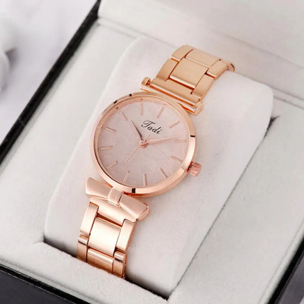 

Confidence-boosting Women Watch Elegant Stainless Steel Women's Quartz Watch with Leaf Pattern Dial High Accuracy for Daily