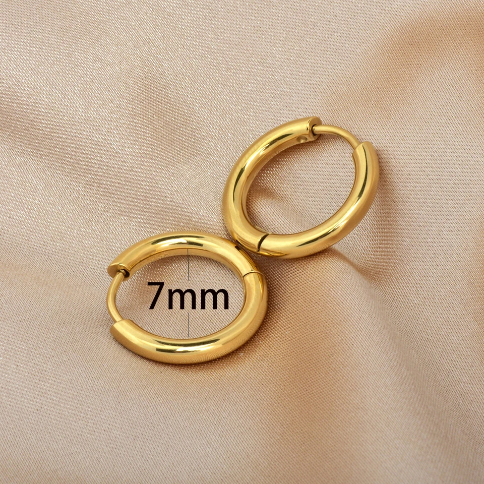 2PCS Winzige Edelstahl Huggie Kleine Creolen Für Frauen Runde Kreis Punk Unisex Rock Ohrring Knorpel Piercing Schmuck
