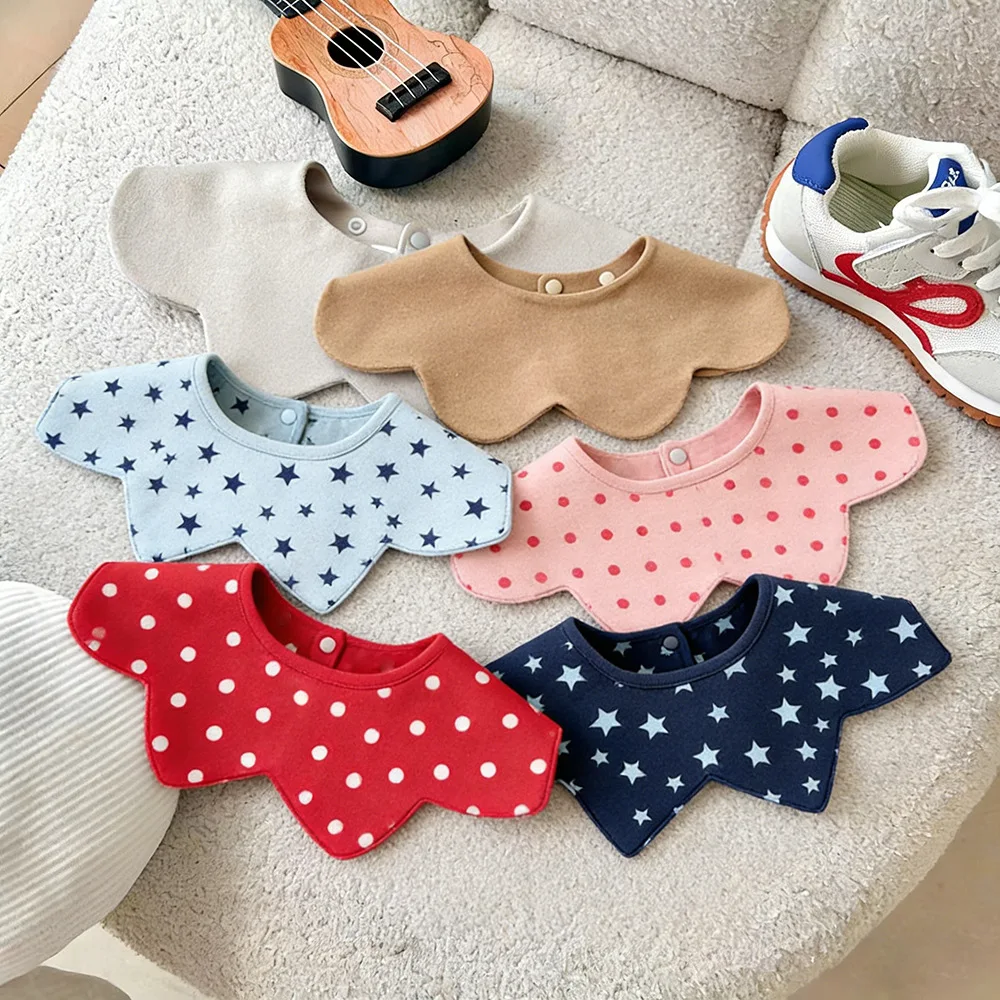 New Star Dots Floral Baby Feeding Drool Bib Cute Infants 360° Rotatable Print Saliva Towel Soft Cotton Burp Cloth For Kids Bibs