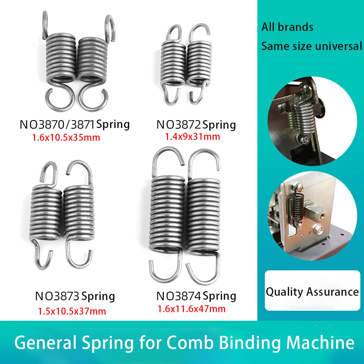 Spring Steel Tension Spring Hook Book Binding Machine Comb Punch Accessory Part Wire Diameter 1.5/1.6mm Length 37/47mm