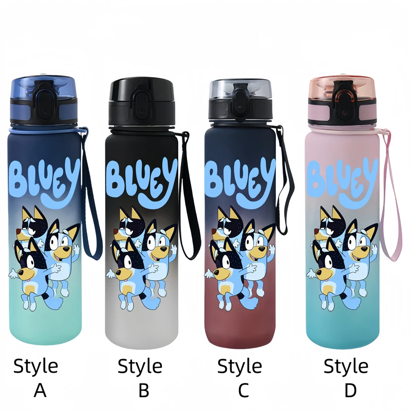 650ML Bluey  Anime Characters Water Cup Portable Children's  Outdoor  Large Capacity Plastic Antidrip Water Bottle