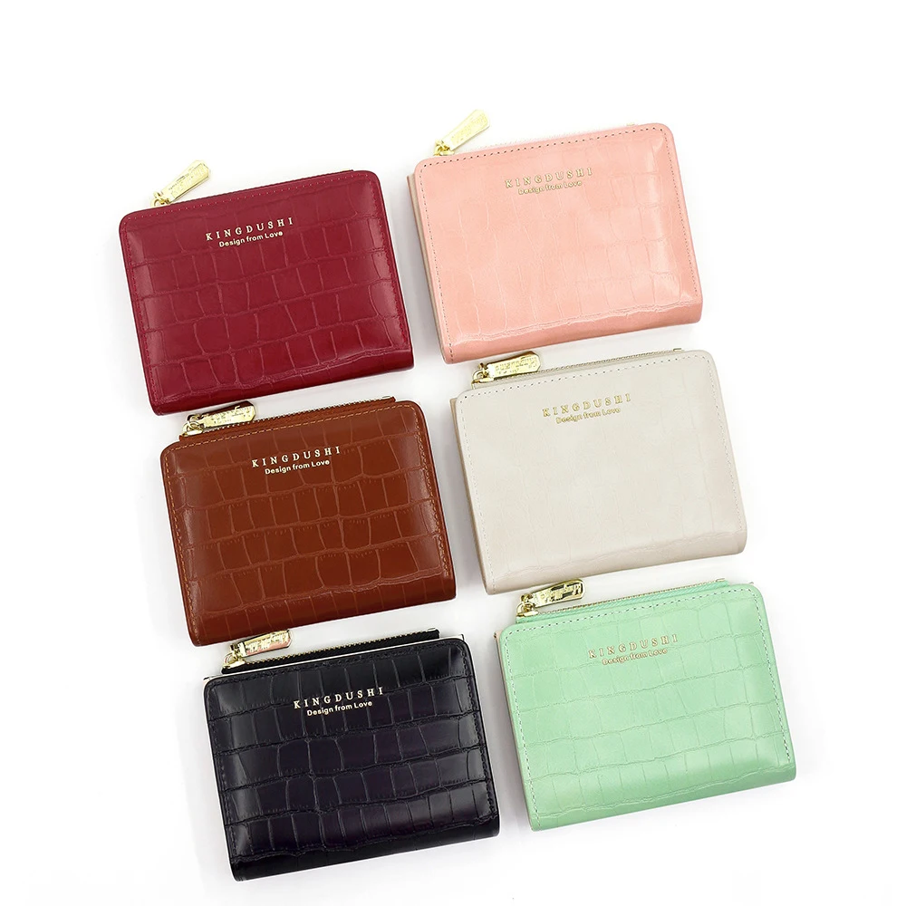 New Women's Short Wallet Fashion Simple PU Leather Zipped Coin Purse Candy Colour Women Multi Card Slot Card Bag Wallet