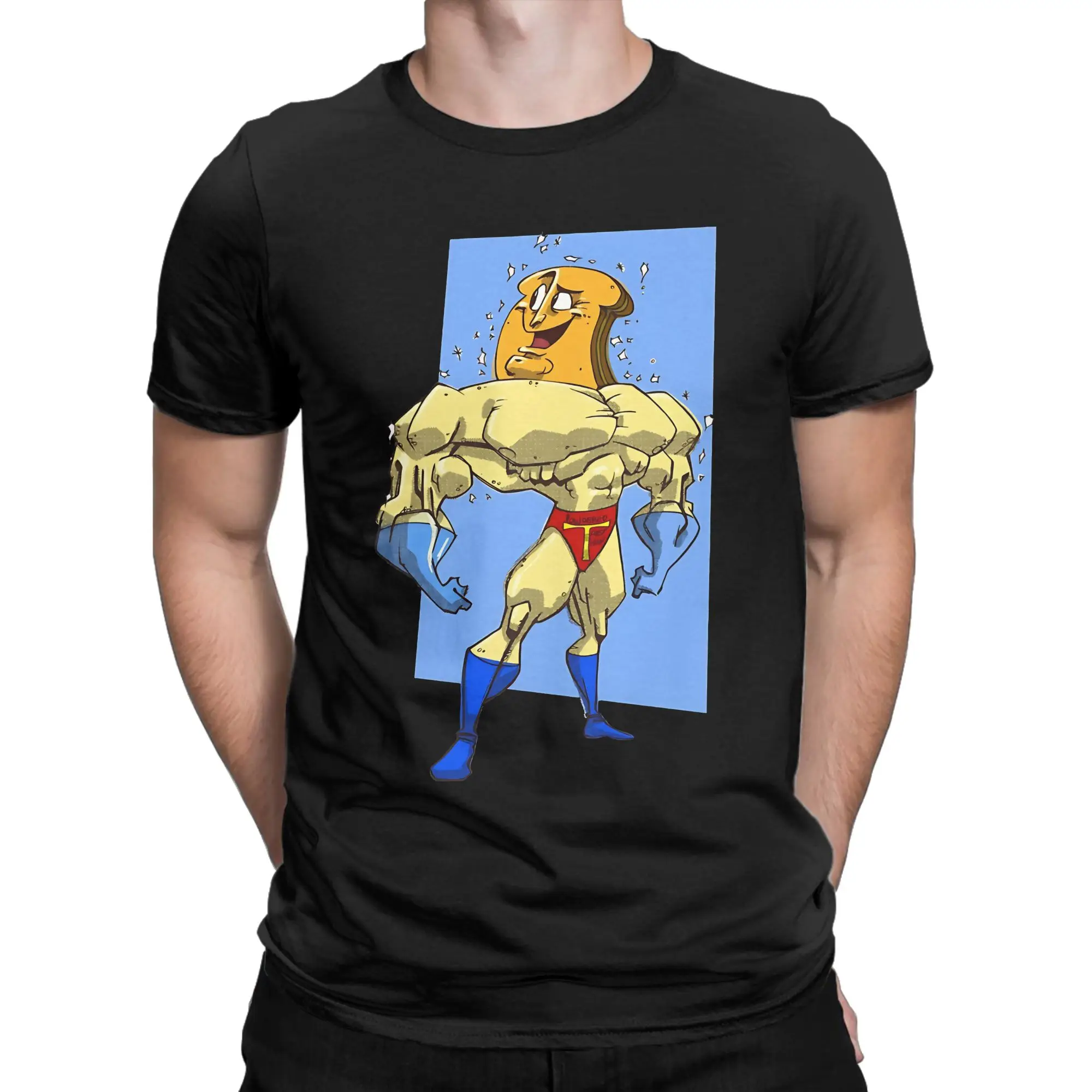 Powedered Toast Graphic Funny 100% Cotton T-Shirt R-Ren & Stimpy Tees Tops For Men