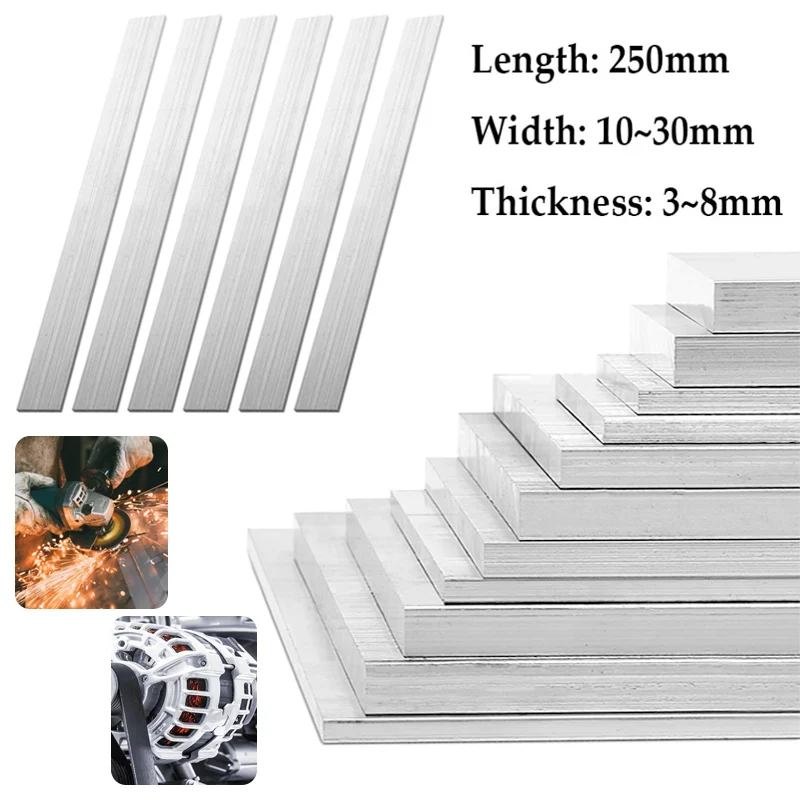 

1pcs Length 250mm 6061 Aluminium Alloy Solides Metal Rectangular Flat Bar Square Rod Flat Steel Plate Strip