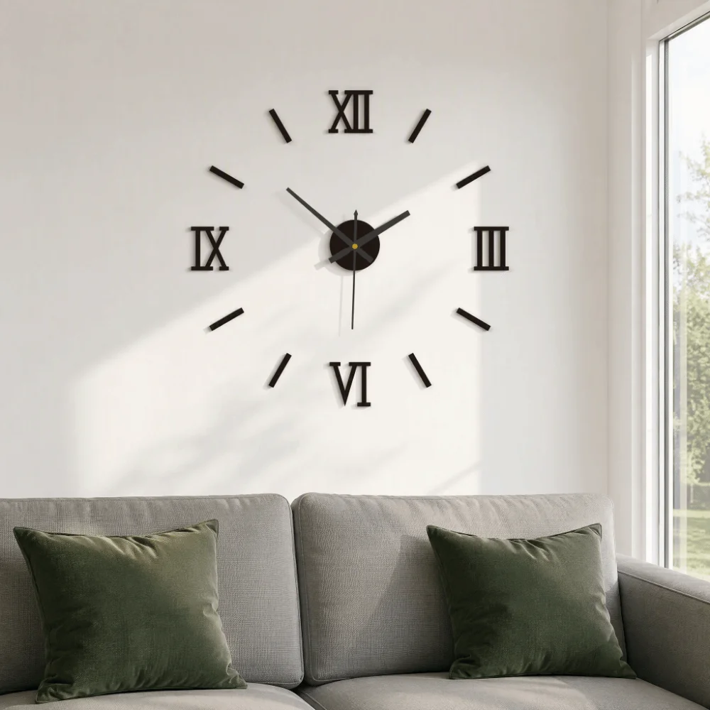 Modern Acrylic DIY Wall Clock Frameless Design 50cm Mirror Wall Clock Adjustable Length Frameless Wall Clock Living Room Decor