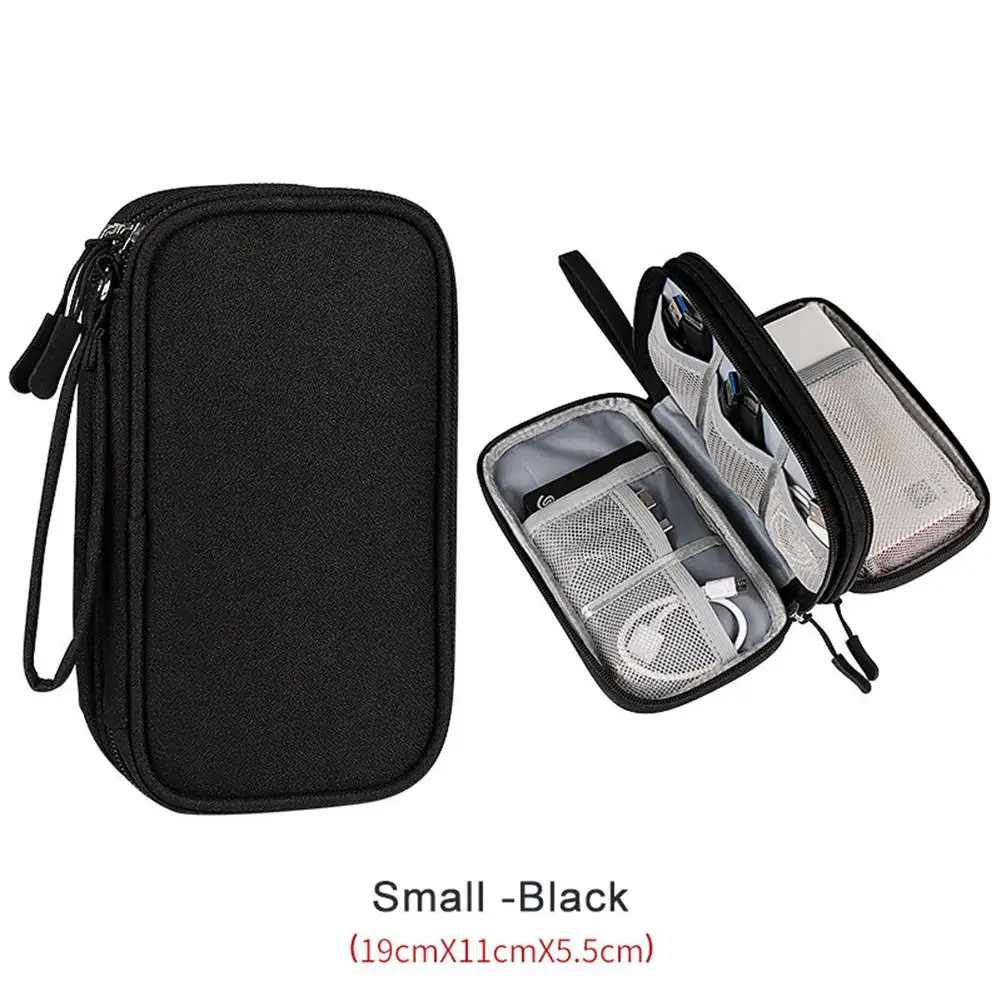 Storage Bag Portable Double-layer Power Hard Disk Protective Cover Dust-proof Data Cable U Disk Earphone Pouch With Layered