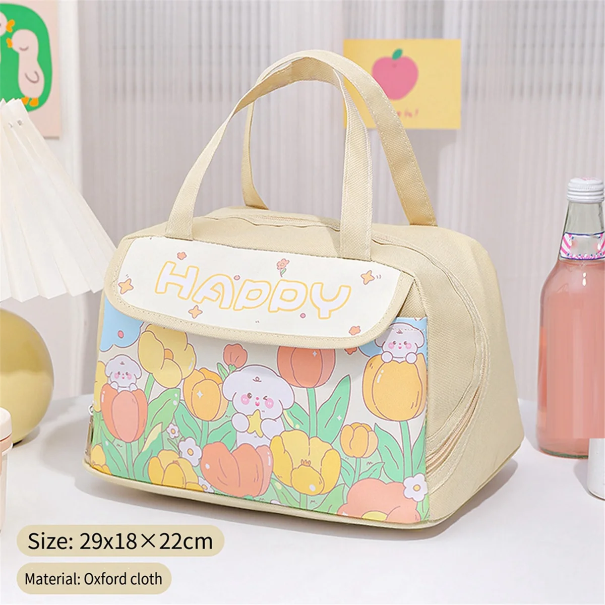 

Kawaii Portable Lunch Bag Pink Insulated Lunch Container for Women Adult Work Outdoor