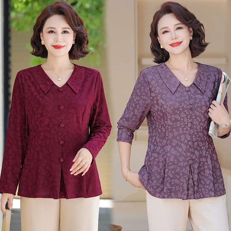

Autumn Fashion Solid Color Single-breasted Blouse Women New High-quality Long Sleeve Peter Pan Collar Short Pleated Casual Shirt