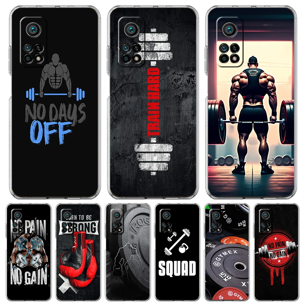 Barbell Deadlift Fitness Phone Case for Xiaomi Mi Poco F3 X3 X4 GT NFC M3 M4 11 Ultra 12 11X 11i Pro Lite Soft Transparent Cover