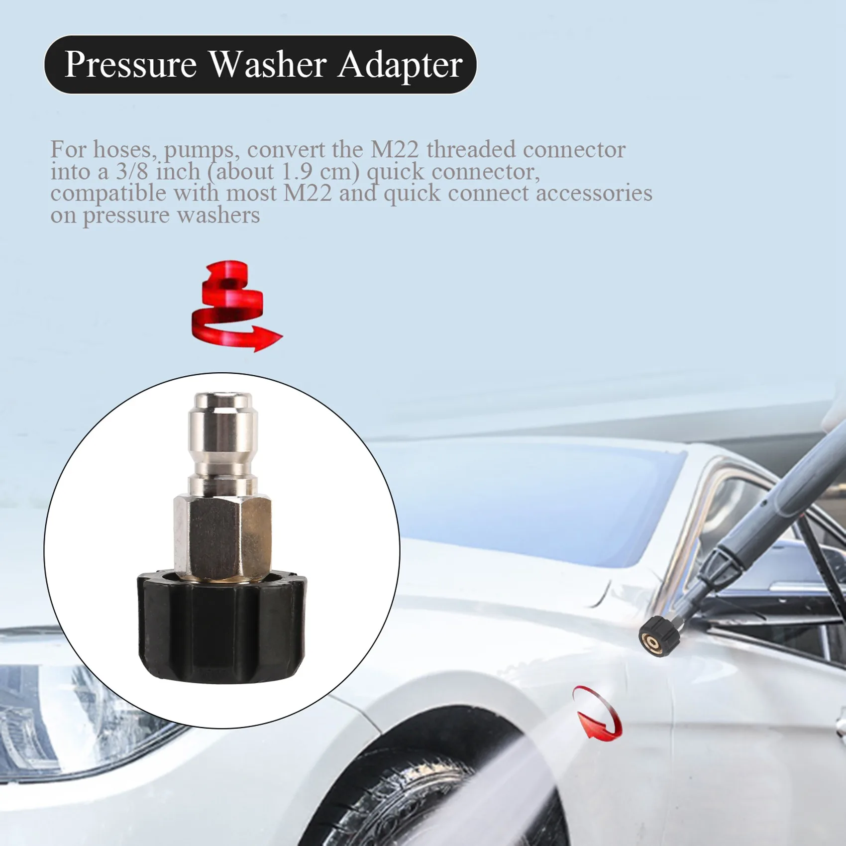 High Pressure Washer Adapter Set Quick Connect Kit, Metric M22-15mm, TWIS292