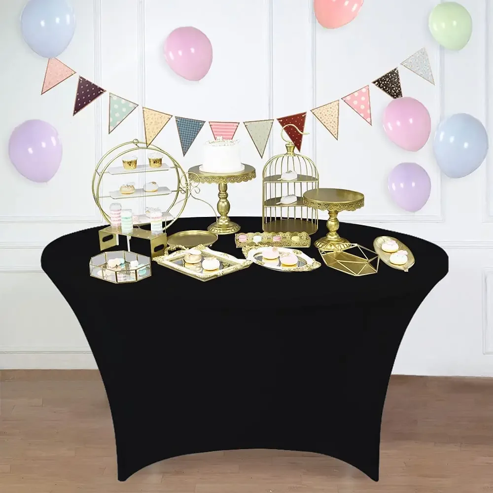 Stretch Round Tablecloth Cocktail Spandex Cover High Stretch Wedding Hotel Birthday Table Cover Buffet Tablecloth Decor