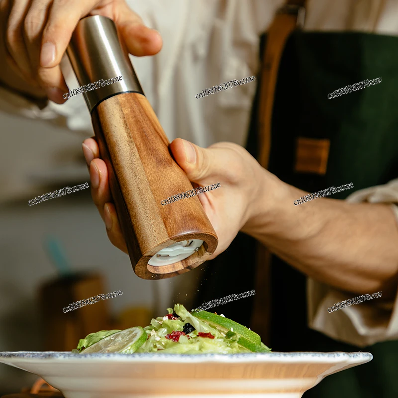 Household Manual Pepper Grinder Black Pepper Grain Powder Coffee Bean Grinder Solid Wood Pepper Sea