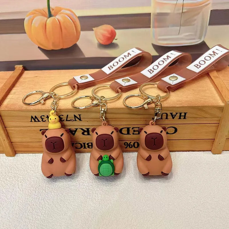 Cute Capybara Keychain Cartoon Funny Kapibara Figure Toys Pendants Keyrings For Men Women Backpack Chain Kids Birthday Gift