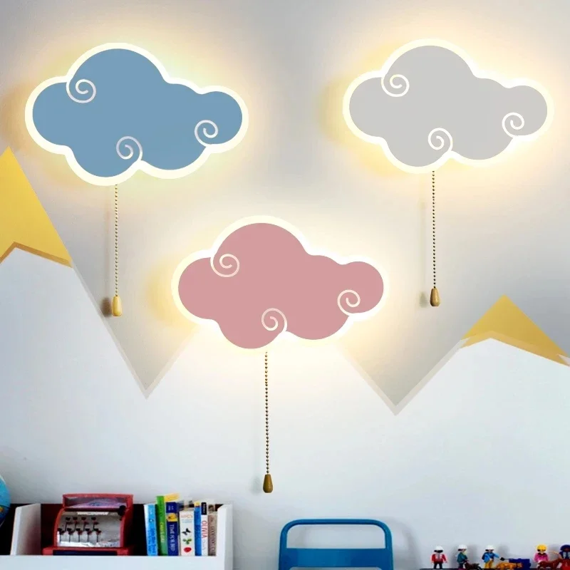 

Children's Room Wall Lamp Simple Boy And Girl Cartoon Creative Kindergarten Background Wall Aisle Bedroom Bedside Cloud Walllamp