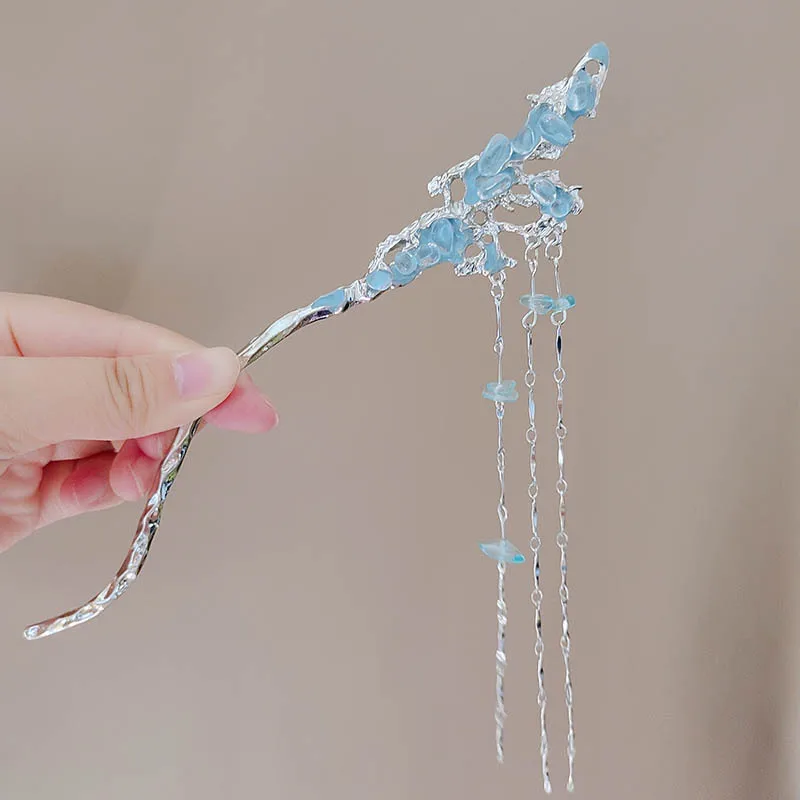 เครื่องประดับผมพู่สไตล์จีน, กิ๊บติดผมสีฟ้ามหาสมุทร, กิ๊บติดผมเรียบง่าย, อุปกรณ์เสริมเครื่องประดับศีรษะฮันฟูสไตล์โบราณ