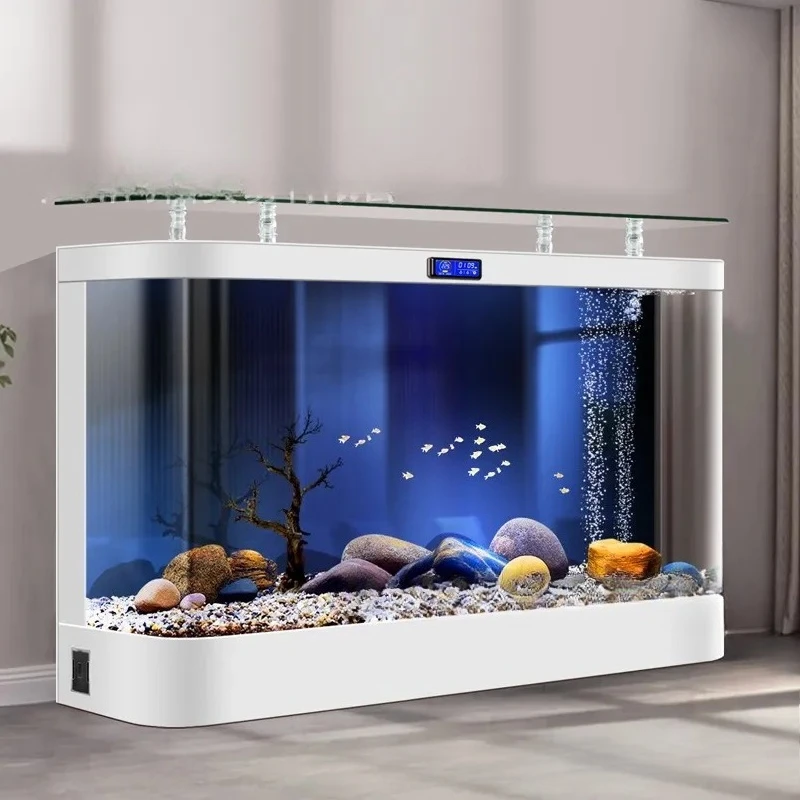 Curved Glass Aquarium Large Fish Tank Wall Mounted Eco System Goldfish Bowl Living Room Decor Leak Proof Modern Design 2026