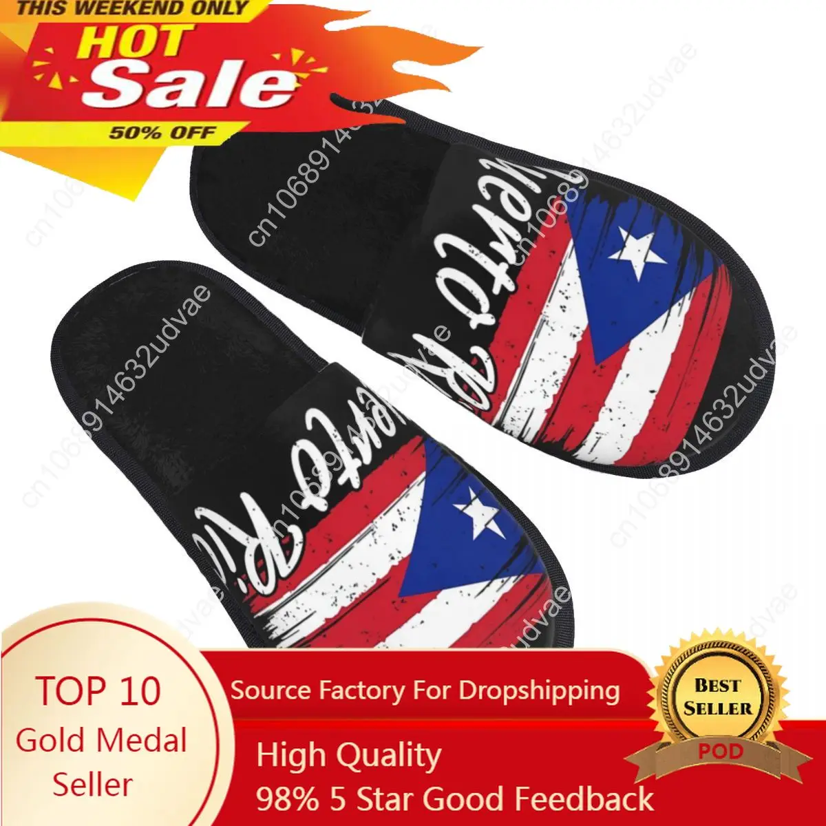 

Fur Slipper For Women Men Fashion Fluffy Winter Warm Slippers Puerto Rico Flag House Shoes