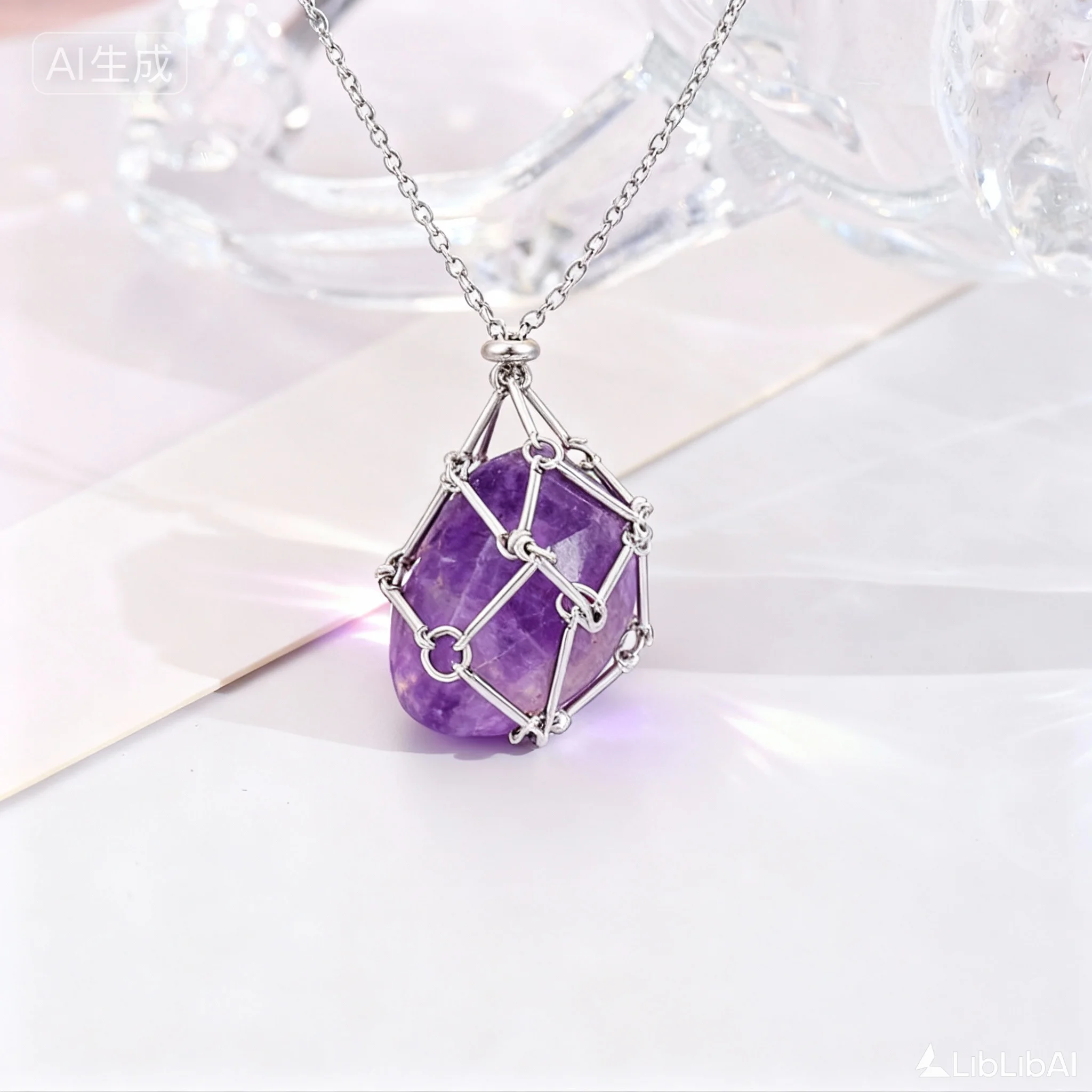 2026 جديد قابل للاستبدال كريستال الحجر الخام صافي المنسوجة شبكة معدنية قلادة الخيزران قلادة سترة سلسلة تعديل الجمالية الفاخرة #1