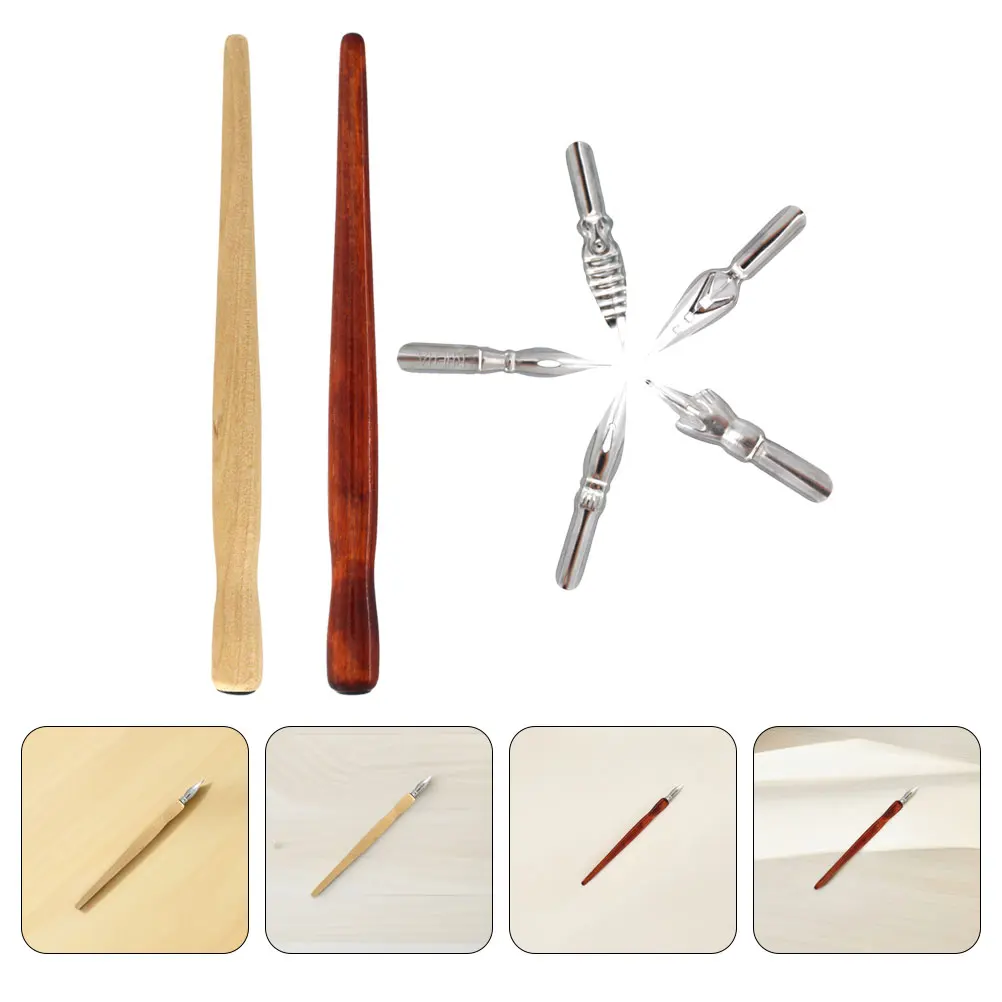 

Dip Pen Calligraphy Spare Nibs Line Pens Drawing Replacement Wood Painting Tools for Gum Masking Fluid