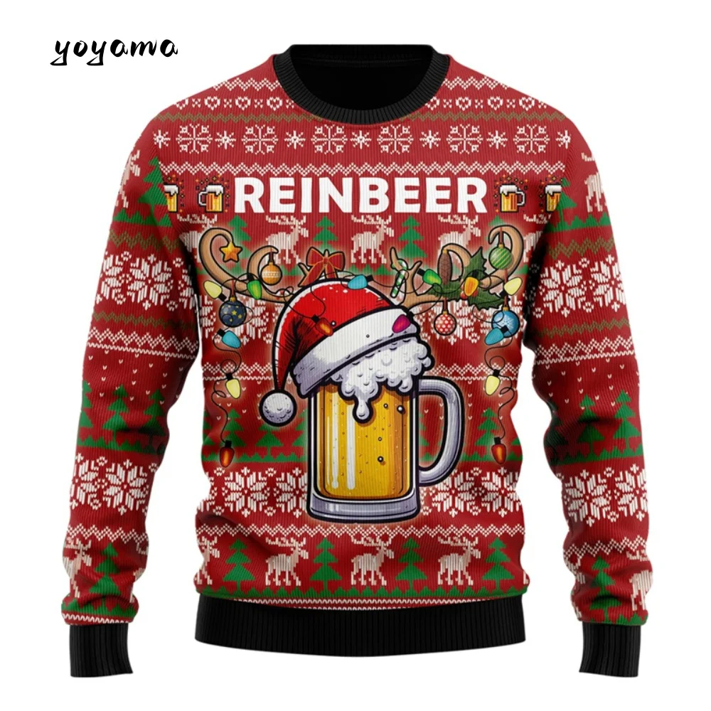 موضة البيرة القبيح عيد الميلاد بلوزات للنساء ملابس الهيب هوب بار حفلة الرجال بلوزات بلوفرات غير رسمية البيرة Y2k الملابس