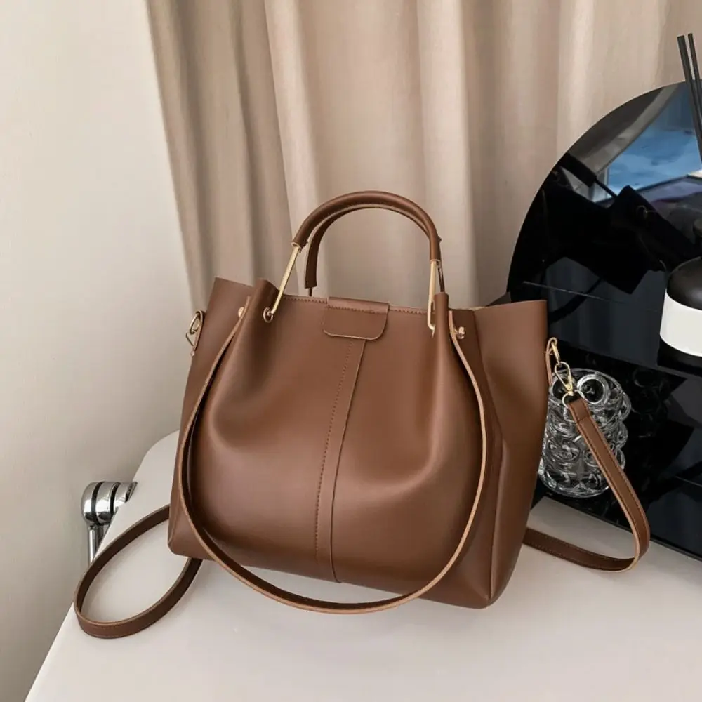 

Fashion PU Leather Tote Bag Chill Solid Color Women Shoulder Bag Korean Style Large Capacity Crossbody Bag Outdoor
