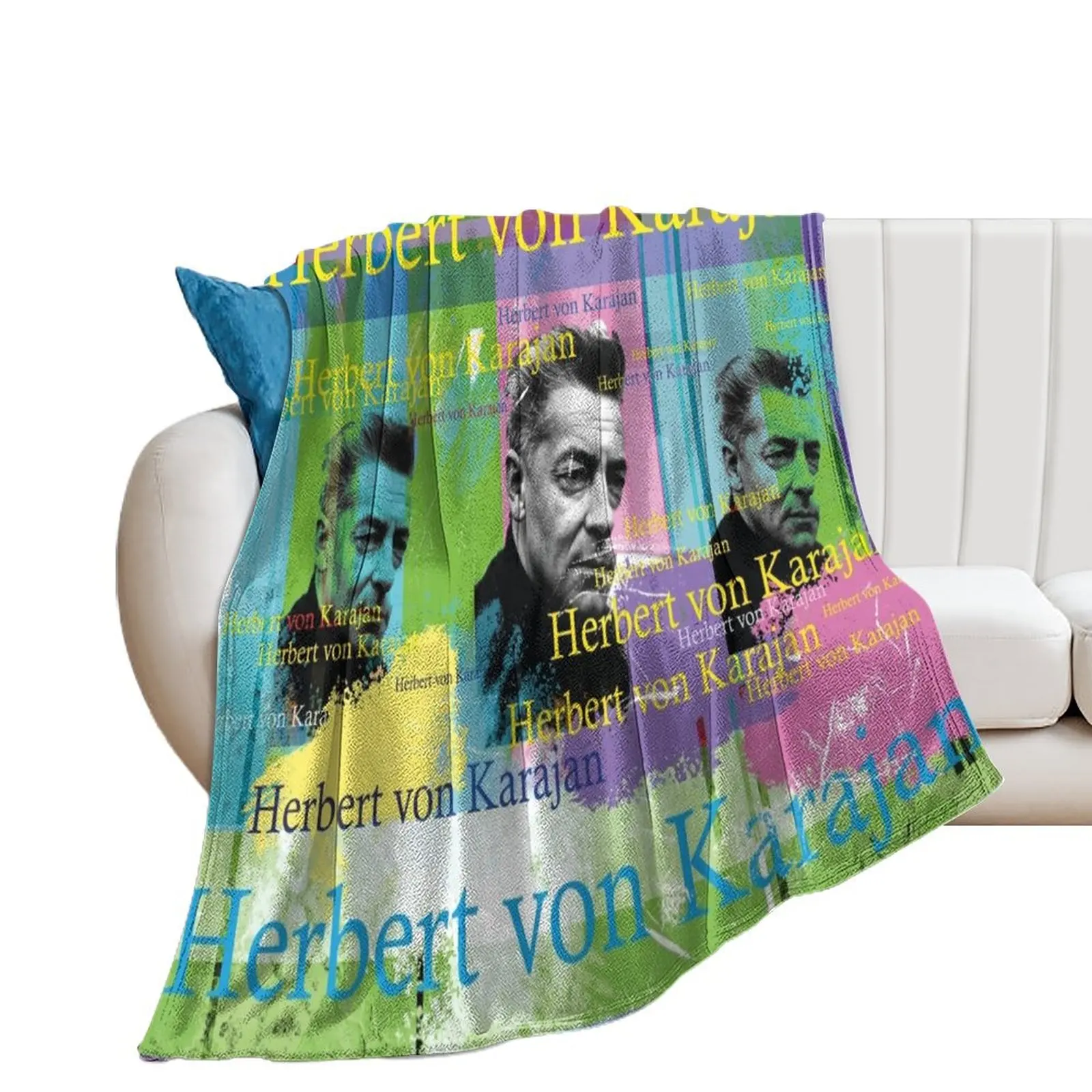 Herbert von Karajan Portrait Throw Blanket Softest cosplay anime Blankets