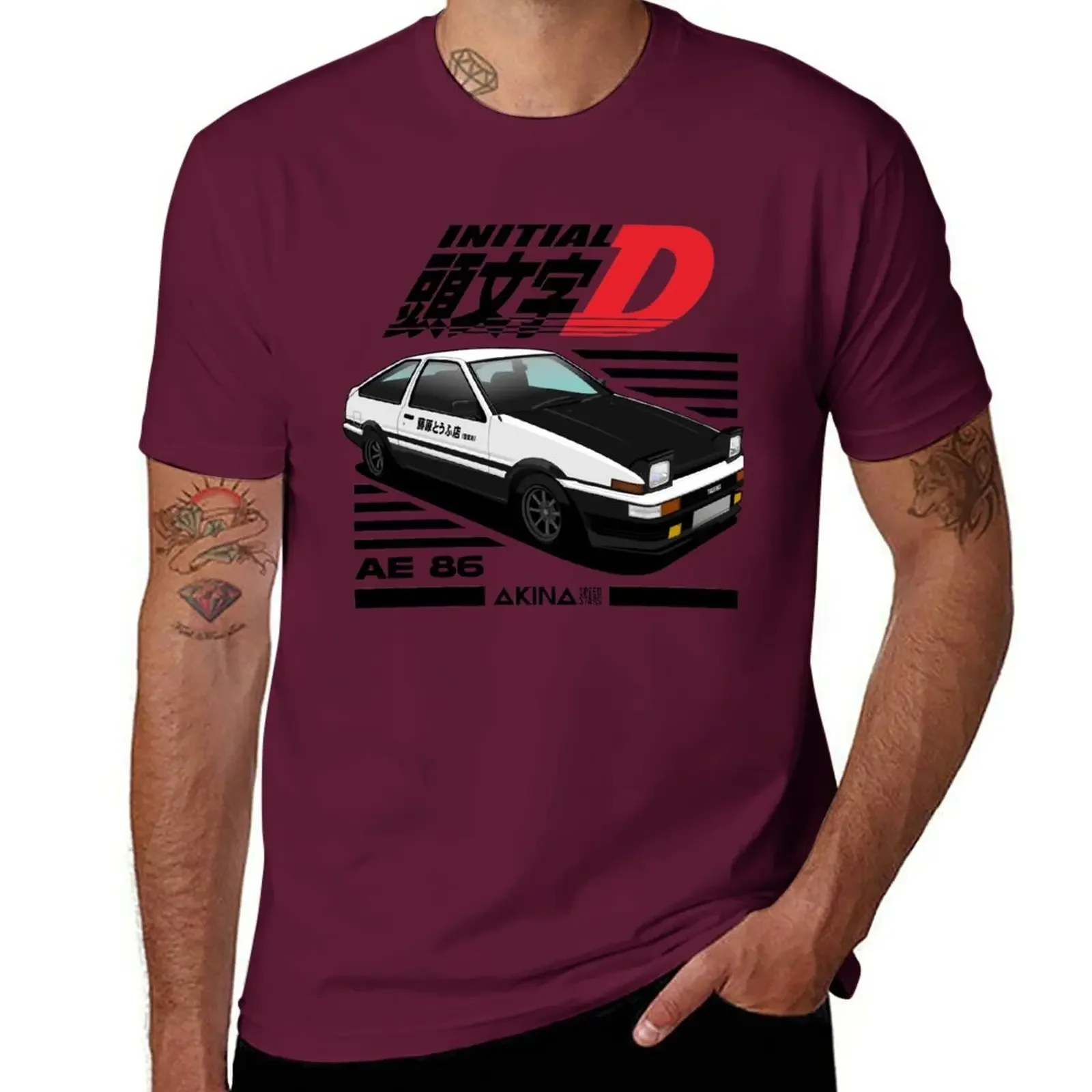 animal prinfor boys summer tops mens tall t shirts  AE86 Initial D T-Shirt  men clothing  harajuku  oversized t shirt