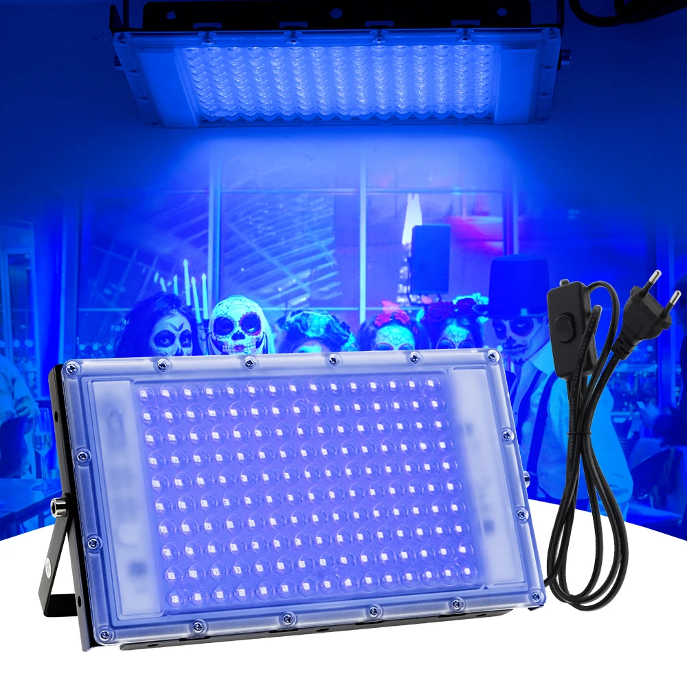 AC220V UV LED Floodlight 50W 100W 150W UV 395nm Fluorescent Light Bulb Halloween Party Ball Haunted House Black Light