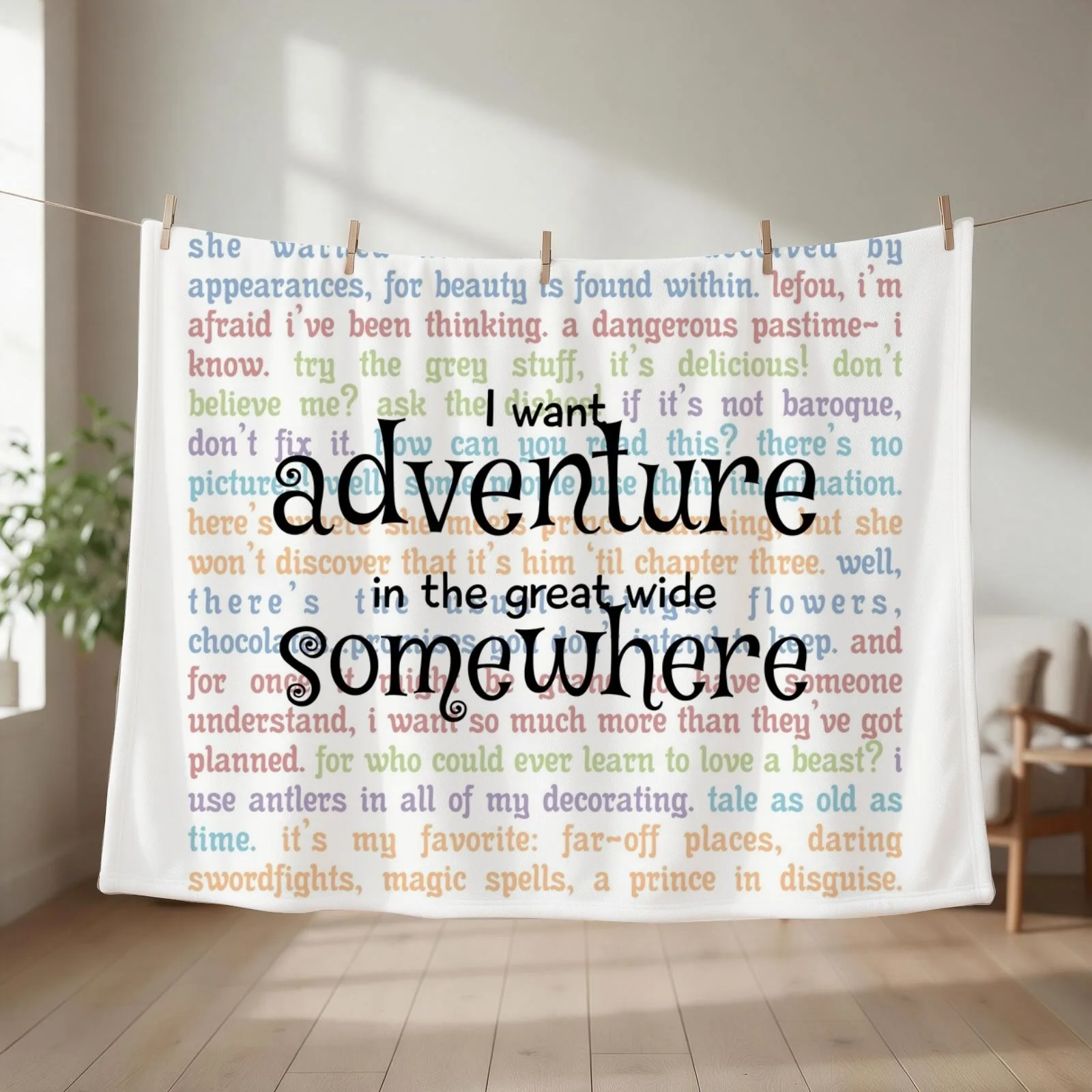 I Want Adventure in the Great Wide Somewhere Throw Blanket couch cozy soft plush fuzzy picnic outdoor blanket
