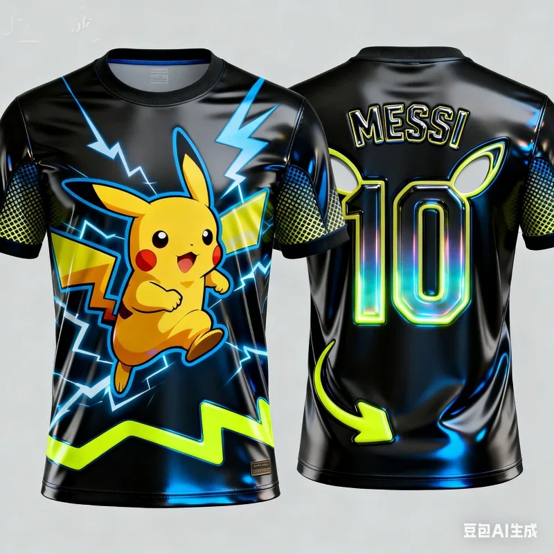 Pikachu Messi #10 Football Jersey
