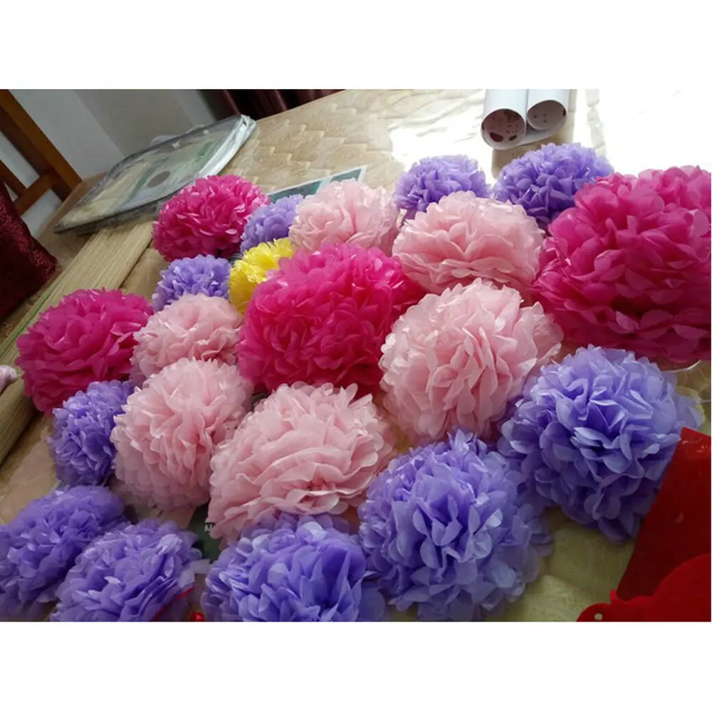 1PCS 4/6/8/10/12 Inch Tissue Paper Pom Poms DIY Creative Craft Paper Flower Balls For Birthday Wedding Home Decorations