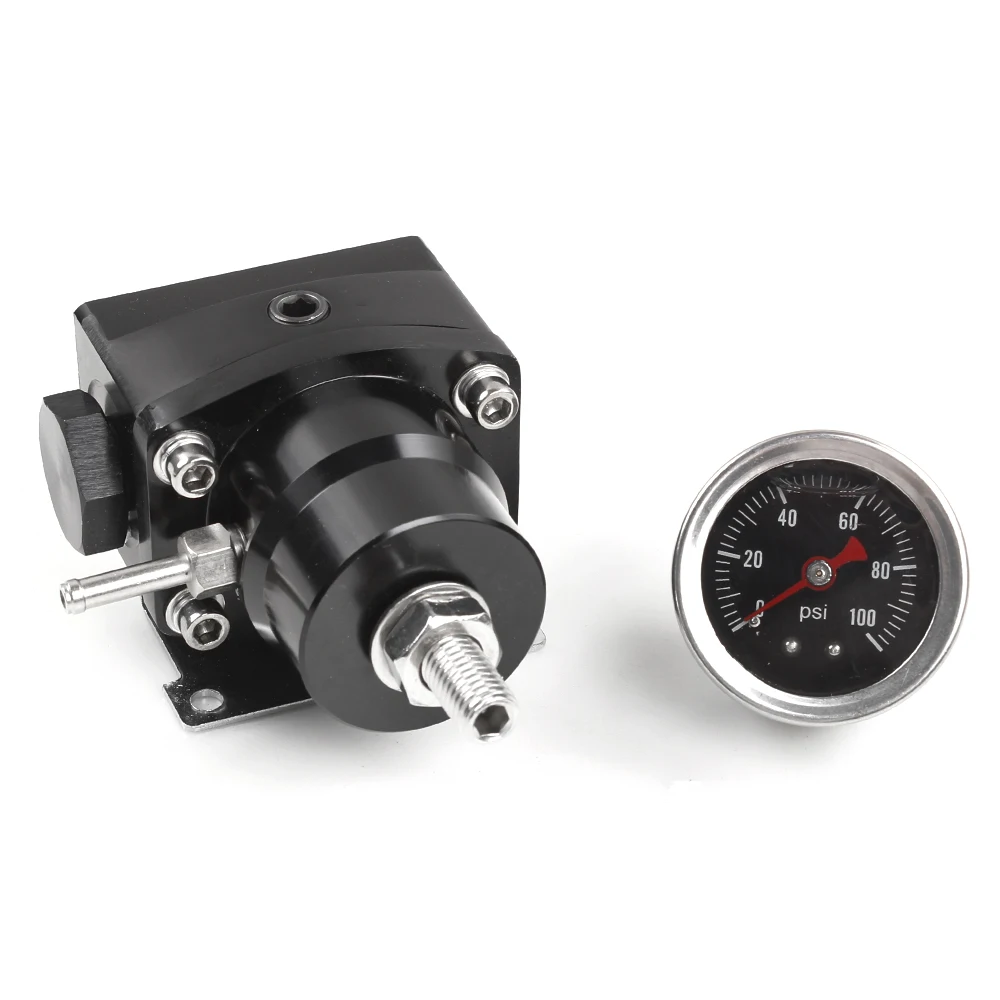 Universal 30-70psi Adjustable EFI Fuel Pressure Regulator Bypass Return Kit Pressure Gauge And 6AN ORB Adapter Aluminum FRG008